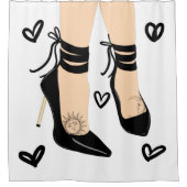 ブラックストラッピーハイヒールサンムーンシガーリーック シャワーカーテン (正面)