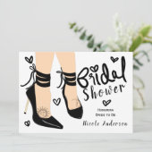 ブラックストラッピーハイヒールサンムーンブライダルシャワー 招待状 (スタンド正面)