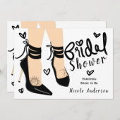 ブラックストラッピーハイヒールサンムーンブライダルシャワー 招待状 (正面/裏面)