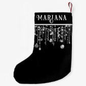 ブラックストリングライツスモールクリスマスストッキング スモールクリスマスストッキング (裏面)