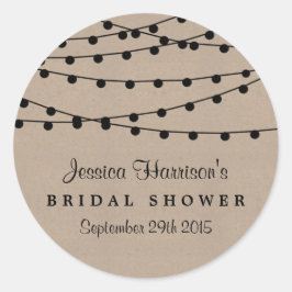 ブラックストリングライトオンクラフト素朴ブライダルシャワー ラウンドシール