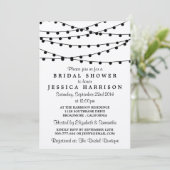 ブラックストリングライトオンクラフト素朴ブライダルシャワー 招待状 (スタンド正面)