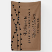 ブラックストリングライトオンクラフト素朴ブライダルシャワー 横断幕 (縦)