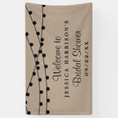 ブラックストリングライトオンクラフト素朴ブライダルシャワー 横断幕 (縦)