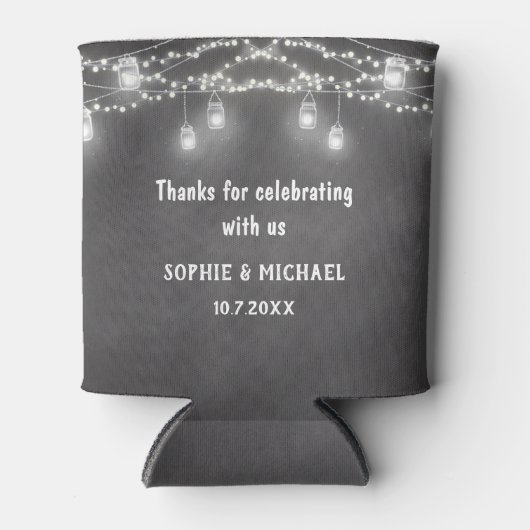 ブラックストリングライト結婚ズのメイソンジャークーラーボックス 缶クーラー (正面)