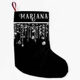 ブラックストリングライト スモールクリスマスストッキング