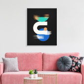 ブラックストレッチキャンバス上のミニマルな幾何学的アート キャンバスプリント (インサイチュ (リビング))