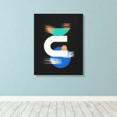 ブラックストレッチキャンバス上のミニマルな幾何学的アート キャンバスプリント (インサイチュ (ウッドフロア))