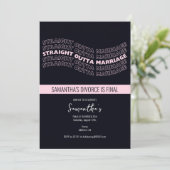 ブラックストレートアウトタ結婚離婚パーティー 招待状 (スタンド正面)