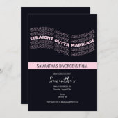 ブラックストレートアウトタ結婚離婚パーティー 招待状 (正面/裏面)