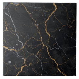 ブラックストーン金ゴールド&シルバー静脈 タイル
