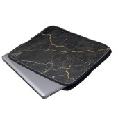 ブラックストーン金ゴールド&シルバー静脈 ラップトップスリーブ (正面下部)