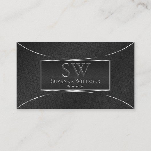 ブラックスネークシルバーデコールとモノグラムと写真 名刺 (正面)