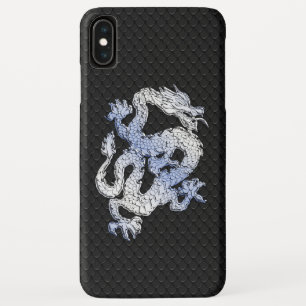 ブラックスネークスキンのドラゴンプリント iPhone XS MAXケース