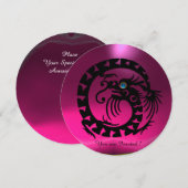 ブラックスネークドラゴンピンクフューシャパープルジェムストーン 招待状 (正面/裏面)