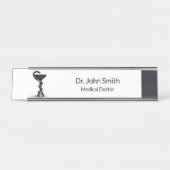 ブラックスネークボウル衛生方白医用カドゥセウス デスクネームプレート (正面)