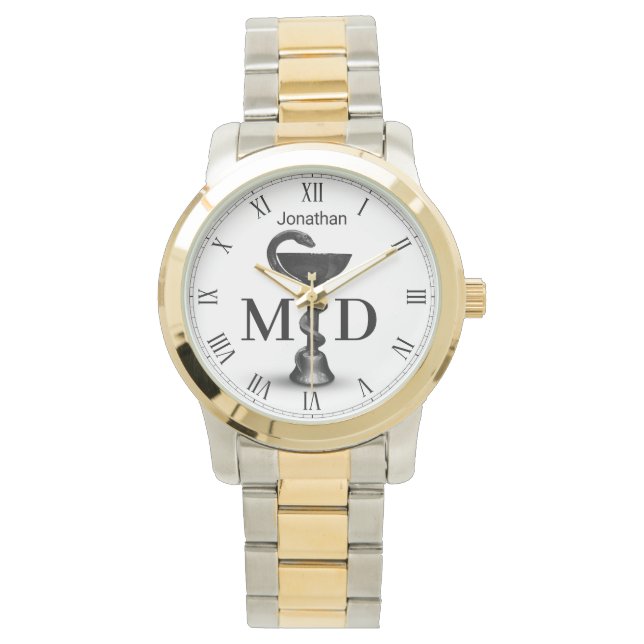 ブラックスネークボウル衛生方白医MD 腕時計 (正面)