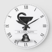 ブラックスネークメディカルボウル衛生方白名 ラージ壁時計 (正面)