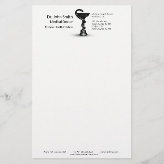 ブラックスネーク メディカル ボウル ヒュギエア ホワイト カデュケウス 便箋 (正面)