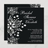 ブラックスノエレガントーフレークスウィンターブライダルシャワー 招待状 (正面/裏面)