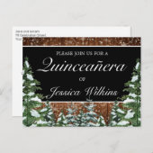 ブラックスノーウィーフォレストキンセアニラ招待状はがき 案内ポストカード (正面/裏面)