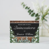 ブラックスノーウィーフォレストキンセアニラ招待状はがき 案内ポストカード (スタンド正面)