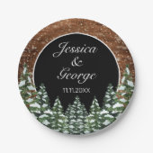 ブラックスノーウッドアンドフォレストカントリーパイン結婚ズ ペーパープレート (正面)