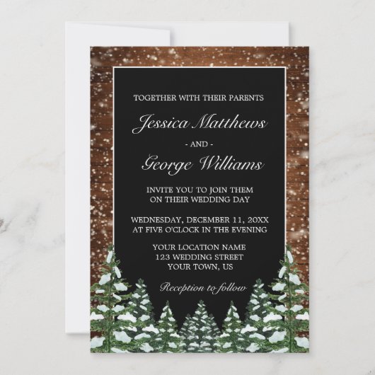 ブラックスノーウッドアンドフォレストカントリーパイン結婚ズ 招待状 (正面)