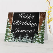 ブラックスノーウッドアンドフォレストハッピーバースデーグリーティング カード (黄色い花)