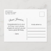 ブラックスノーウッドフォレストハッピーバースデーグリーティング 案内ポストカード (裏面)