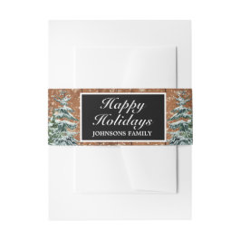 ブラックスノーウッドフォレストパインハッピーホリデーズパーティー 招待状ベリーバンド