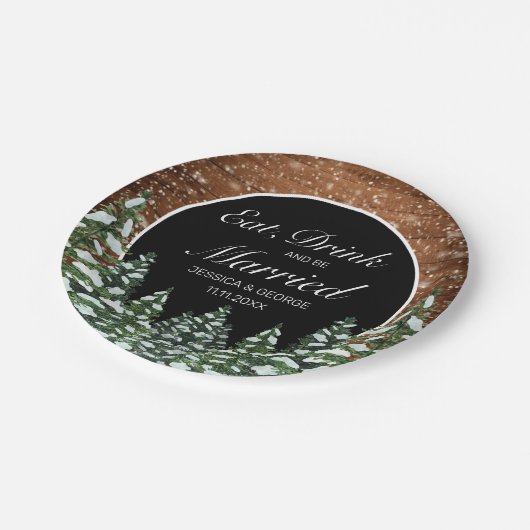 ブラックスノーウッドフォレ食べストリッ結婚したク結婚ズ ペーパープレート (アングル)