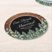 ブラックスノーウッドフォレ食べストリッ結婚したク結婚ズ ラウンドペーパーコースター (アングル)