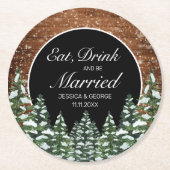 ブラックスノーウッドフォレ食べストリッ結婚したク結婚ズ ラウンドペーパーコースター (正面)