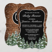 ブラックスノーウッド＆フォレストパインのベイビーシャワー 招待状 (正面/裏面)