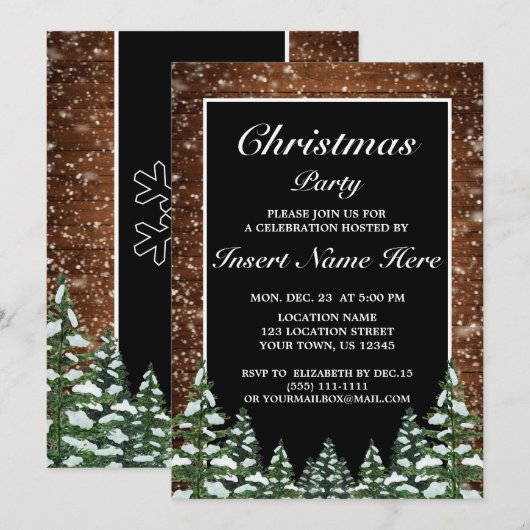 ブラックスノーウッド&フォレストパインクリスマスパーティー 招待状 (正面/裏面)