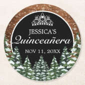 ブラックスノーウッド&フォレストパインティアラキンセアニェラ ラウンドペーパーコースター (正面)