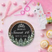 ブラックスノーウッド&フォレストパインティアラスイート16 ペーパープレート (パーティー)