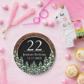 ブラックスノーウッド&フォレストパインハッピーバースデー ペーパープレート (パーティー)