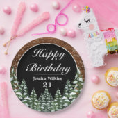 ブラックスノーウッド&フォレストパインハッピーバースデー ペーパープレート (パーティー)