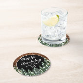 ブラックスノーウッド&フォレストパインハッピーバースデー ラウンドペーパーコースター (インサイチュ)