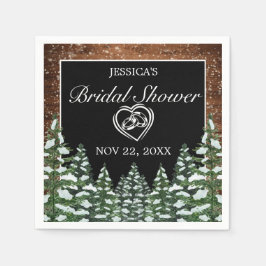 ブラックスノーウッド&フォレストパインブライダルシャワー スタンダードカクテルナプキン