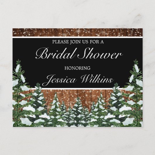 ブラックスノーウッド&フォレストパインブライダルシャワー 案内ポストカード (正面)
