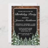 ブラックスノーウッド&フォレストパイン写真誕生日 招待状 (正面)