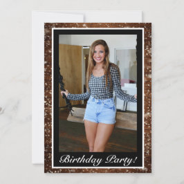 ブラックスノーウッド&フォレストパイン写真誕生日 招待状