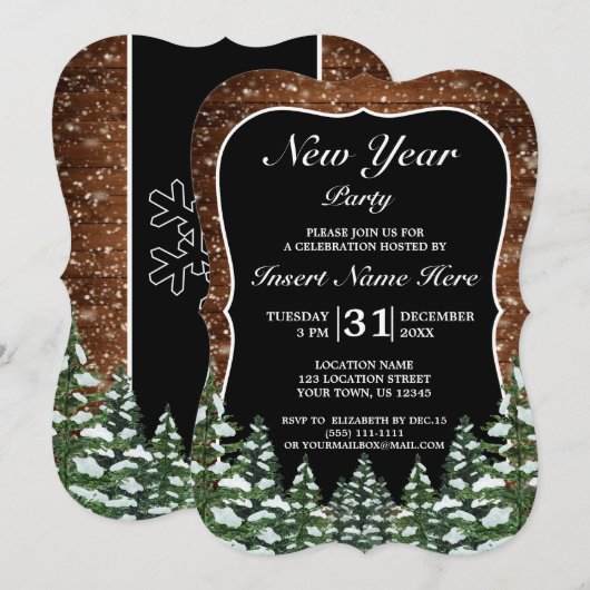ブラックスノーウッド&フォレストパイン新年パーティー 招待状 (正面/裏面)
