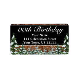 ブラックスノーウッド&フォレストパイン誕生日アドレス ラベル