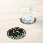 ブラックスノーウッド&フォレストパイン誕生日 ラウンドペーパーコースター (インサイチュ)