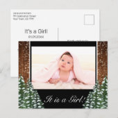 ブラックスノーウッド&フォレストベビーガールフォト誕生 案内ポストカード (正面/裏面)