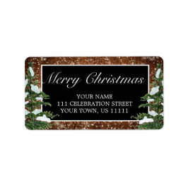 ブラックスノーウッド&フォレストメリークリスマスアドレス ラベル